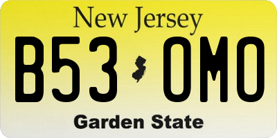 NJ license plate B53OMO