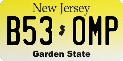 NJ license plate B53OMP