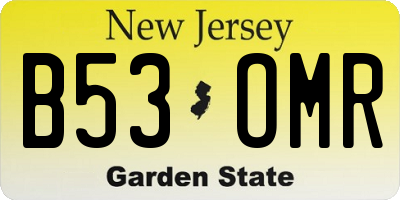 NJ license plate B53OMR