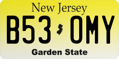 NJ license plate B53OMY