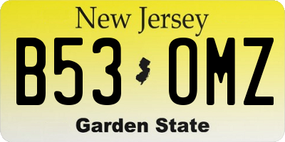 NJ license plate B53OMZ