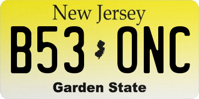 NJ license plate B53ONC