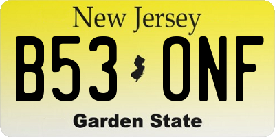 NJ license plate B53ONF