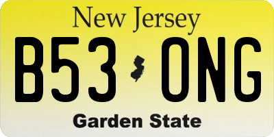 NJ license plate B53ONG