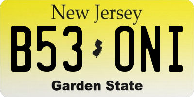 NJ license plate B53ONI