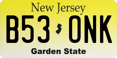 NJ license plate B53ONK