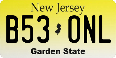 NJ license plate B53ONL
