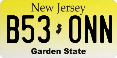 NJ license plate B53ONN