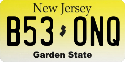 NJ license plate B53ONQ