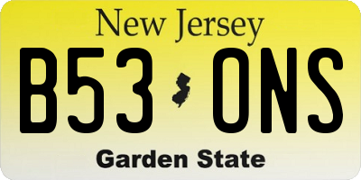 NJ license plate B53ONS