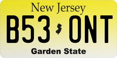 NJ license plate B53ONT