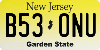 NJ license plate B53ONU