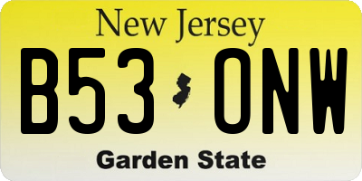 NJ license plate B53ONW