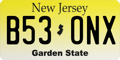 NJ license plate B53ONX