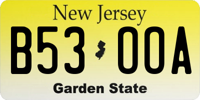 NJ license plate B53OOA