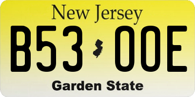 NJ license plate B53OOE