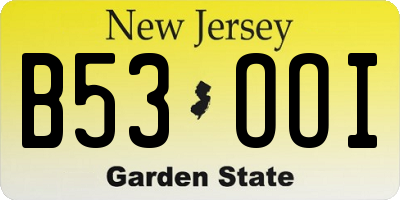 NJ license plate B53OOI