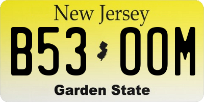NJ license plate B53OOM