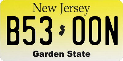 NJ license plate B53OON