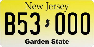 NJ license plate B53OOO
