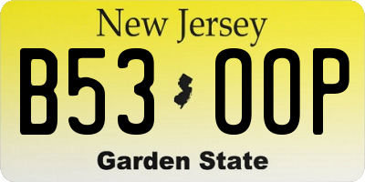 NJ license plate B53OOP