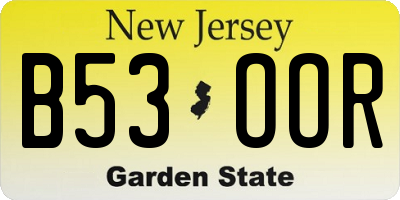 NJ license plate B53OOR