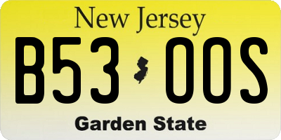NJ license plate B53OOS
