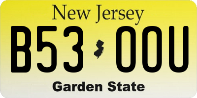 NJ license plate B53OOU