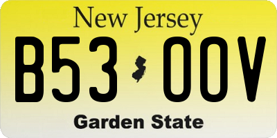 NJ license plate B53OOV
