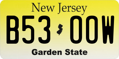 NJ license plate B53OOW
