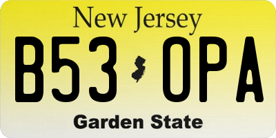 NJ license plate B53OPA