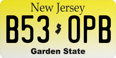 NJ license plate B53OPB