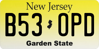 NJ license plate B53OPD