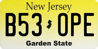 NJ license plate B53OPE