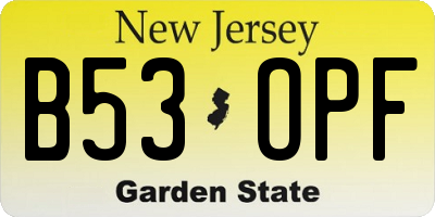 NJ license plate B53OPF