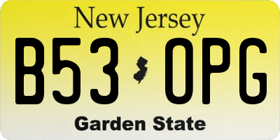 NJ license plate B53OPG