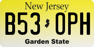 NJ license plate B53OPH
