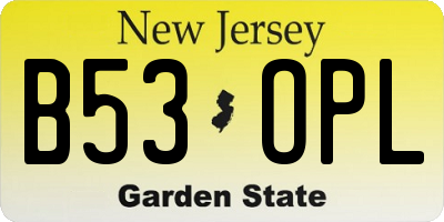 NJ license plate B53OPL