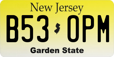 NJ license plate B53OPM