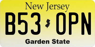 NJ license plate B53OPN