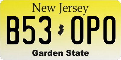 NJ license plate B53OPO
