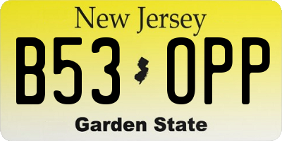 NJ license plate B53OPP