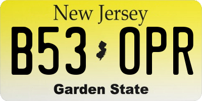 NJ license plate B53OPR