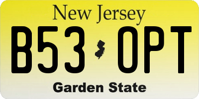NJ license plate B53OPT