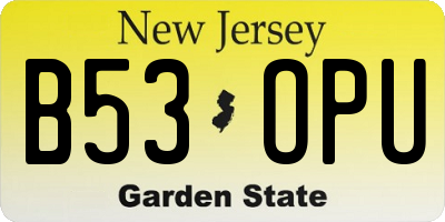 NJ license plate B53OPU