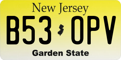 NJ license plate B53OPV