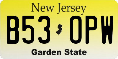 NJ license plate B53OPW