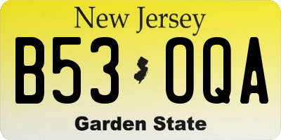 NJ license plate B53OQA