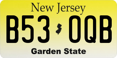 NJ license plate B53OQB