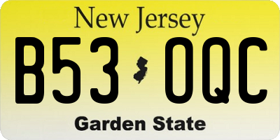 NJ license plate B53OQC